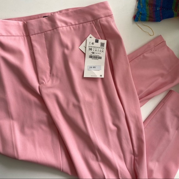 Zara Pants - NWT Zara Pink Cigarette pants with slits at hem